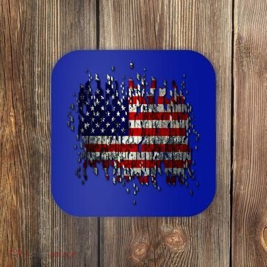 USA American Ripped Torn Flag Coaster