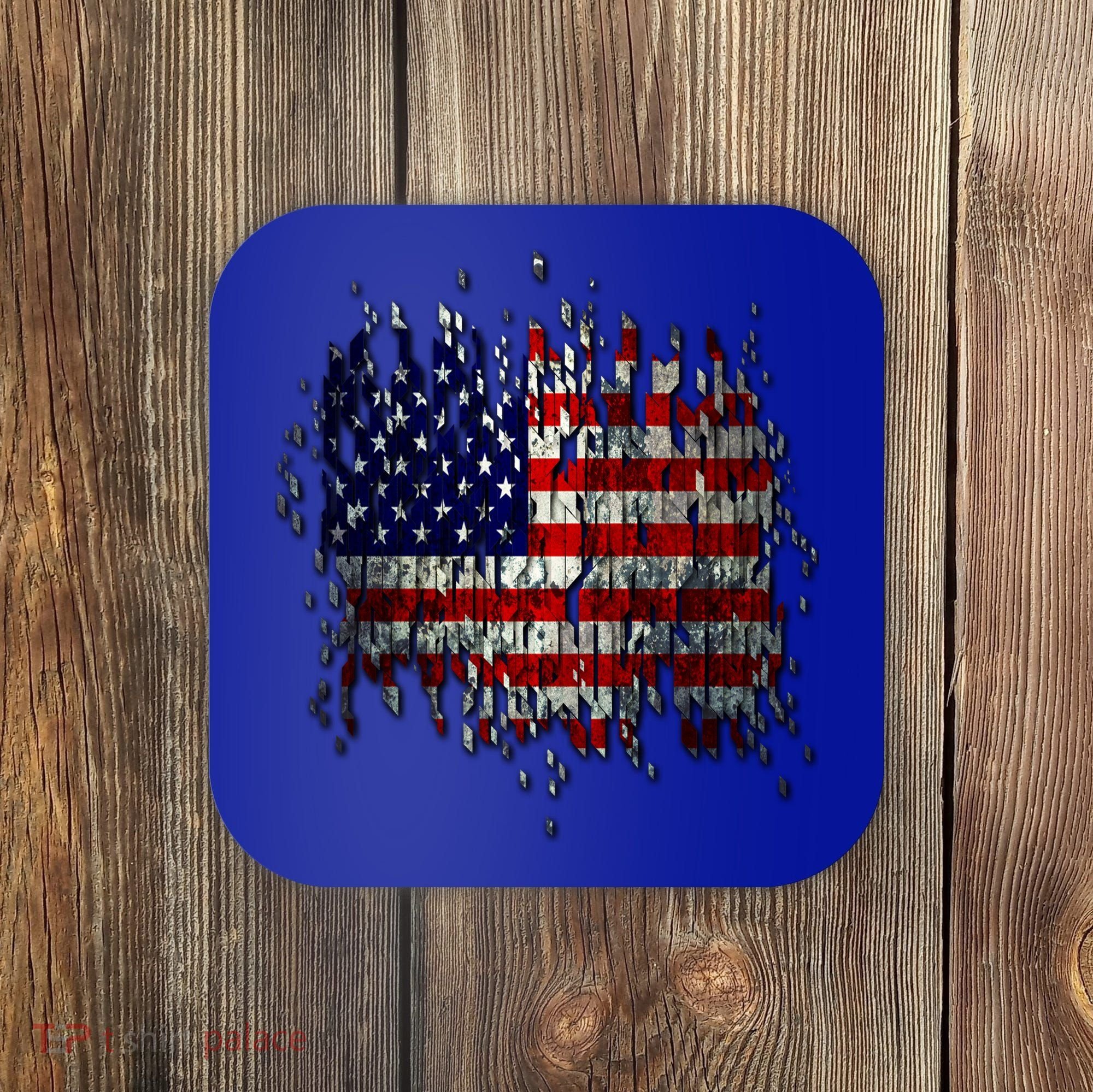 USA American Ripped Torn Flag Coaster