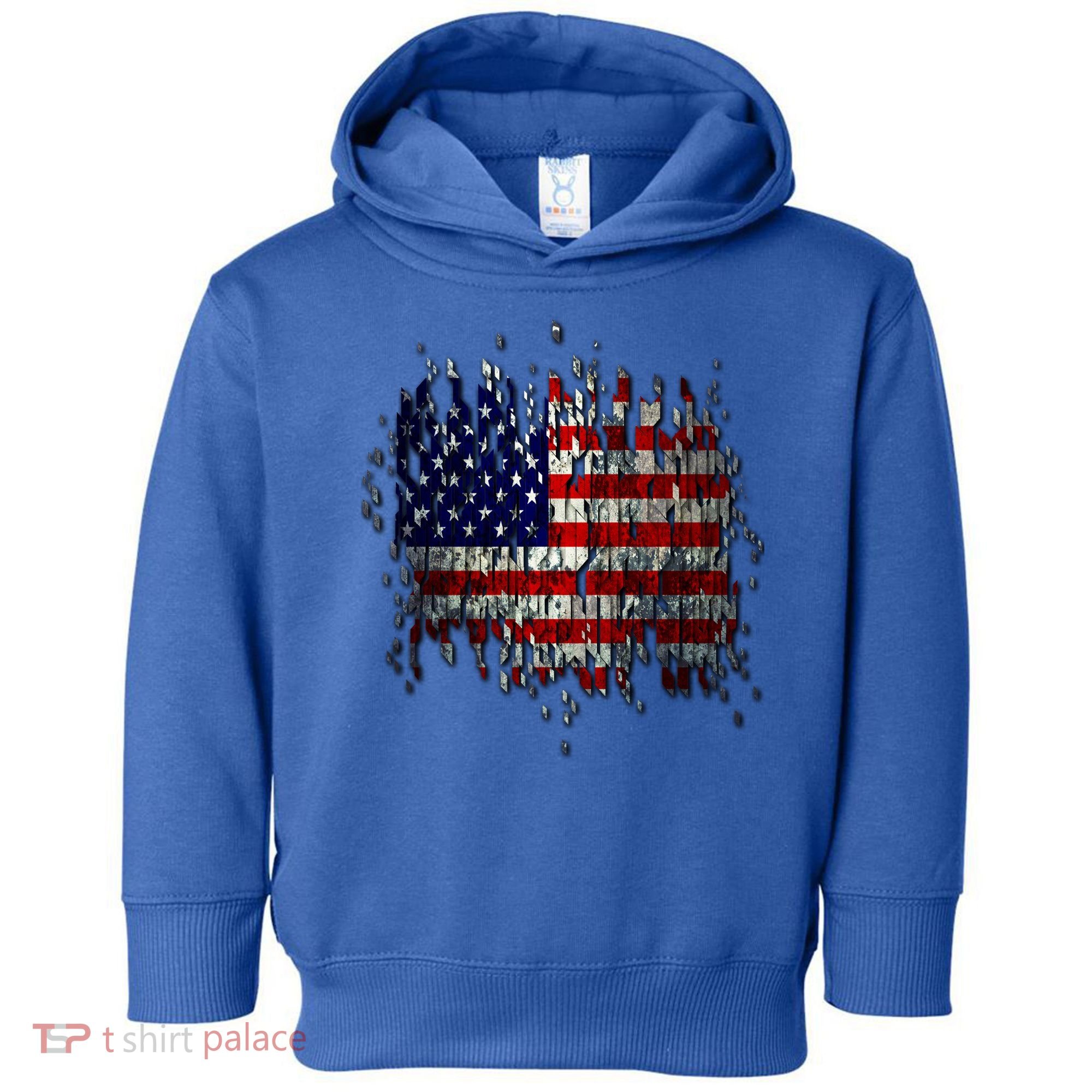 USA American Ripped Torn Flag Toddler Hoodie