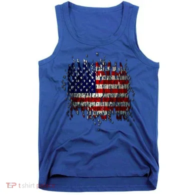USA American Ripped Torn Flag Tank Top