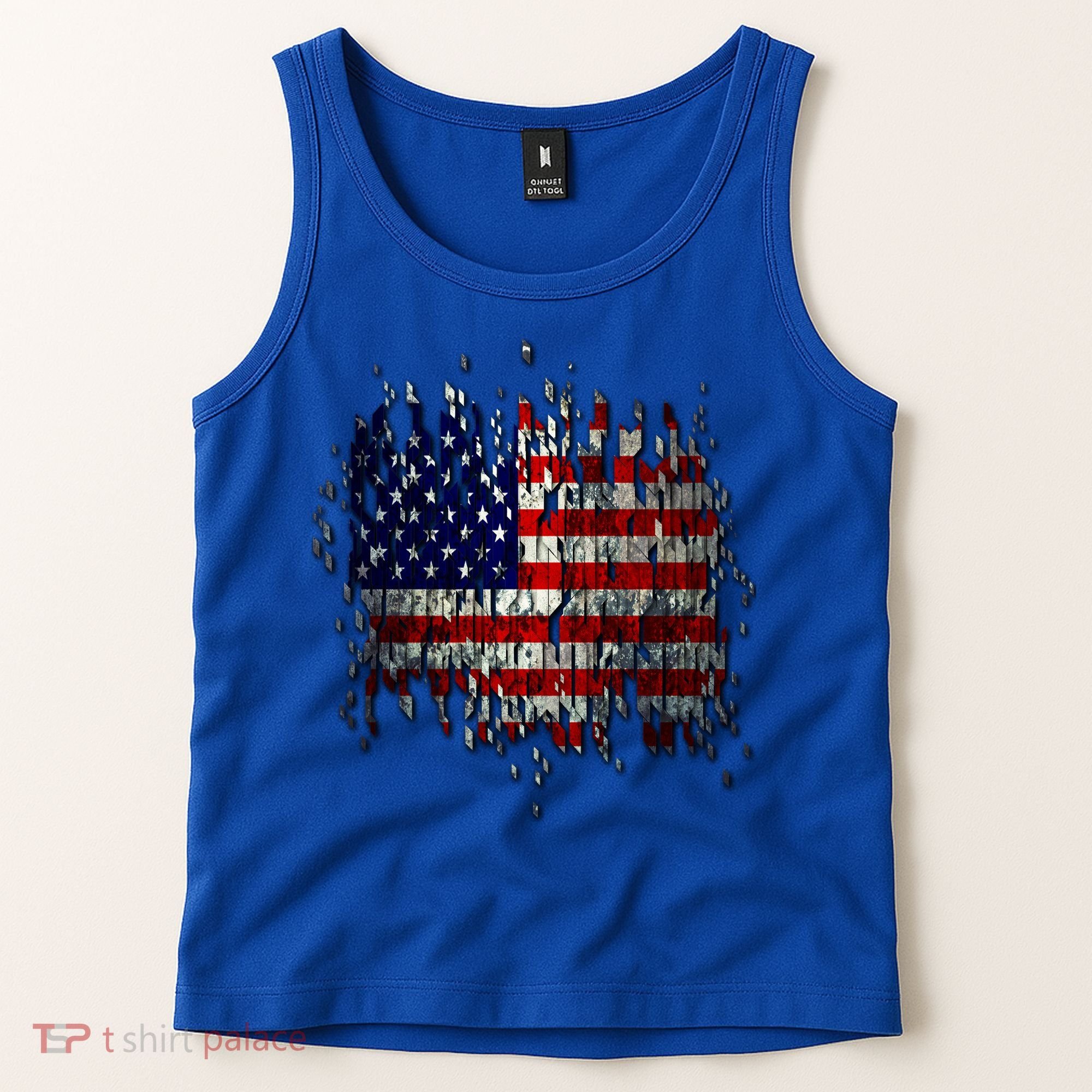 USA American Ripped Torn Flag Tank Top