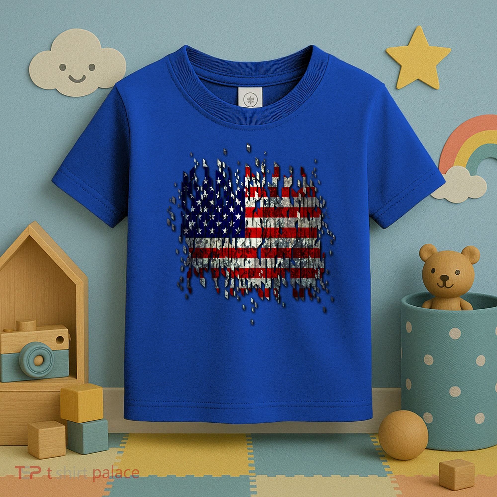 USA American Ripped Torn Flag Toddler T-Shirt