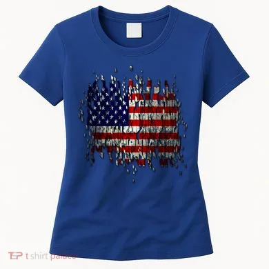 USA American Ripped Torn Flag Women's T-Shirt