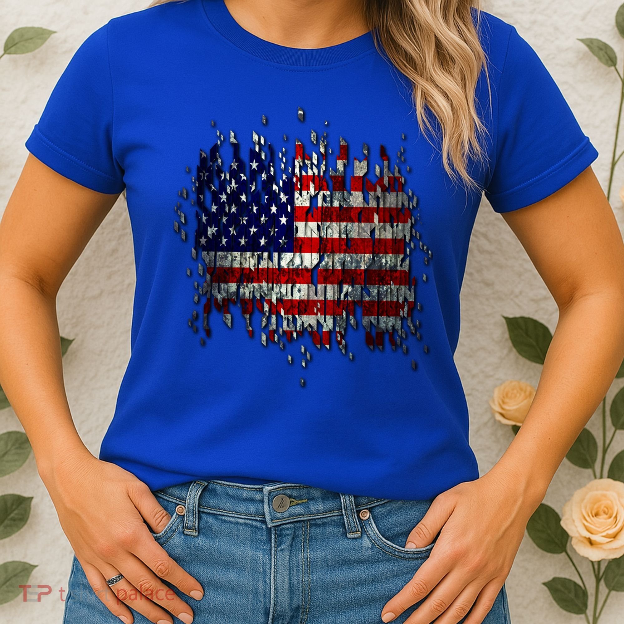 USA American Ripped Torn Flag Women's T-Shirt