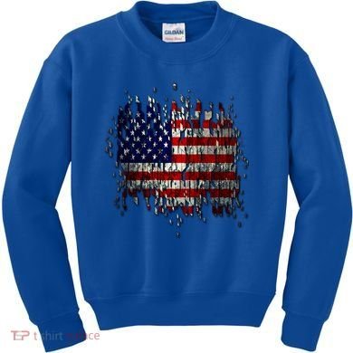 USA American Ripped Torn Flag Kids Sweatshirt
