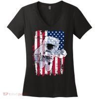 USA Astronaut American Space Flag Women's V-Neck T-Shirt thumb 0