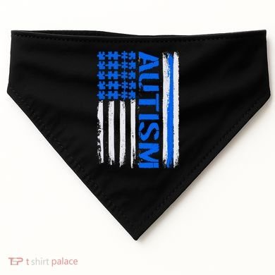 USA Autism Awareness Puzzle Flag USA-Made Doggie Bandana
