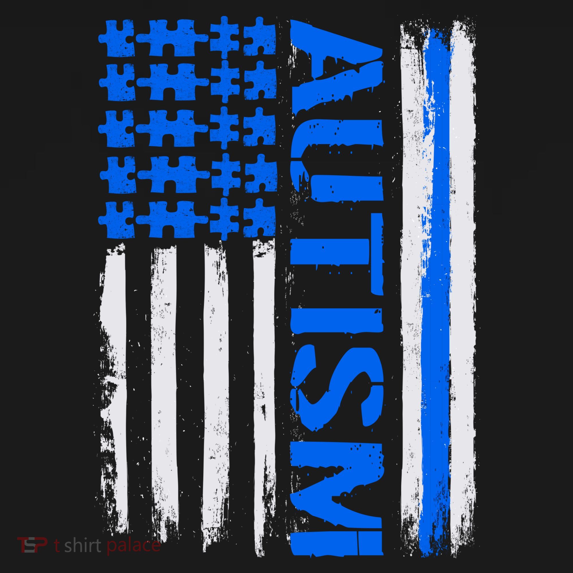 USA Autism Awareness Puzzle Flag USA-Made Doggie Bandana