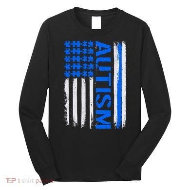 USA Autism Awareness Puzzle Flag Long Sleeve Shirt