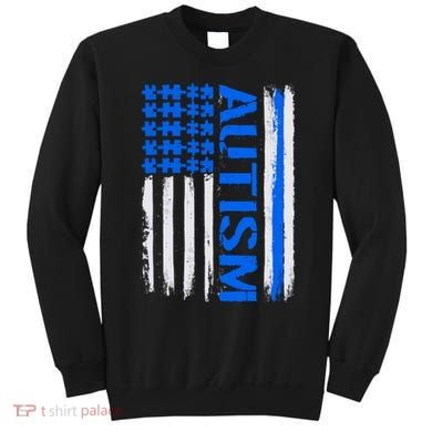 USA Autism Awareness Puzzle Flag Sweatshirt