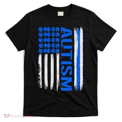 USA Autism Awareness Puzzle Flag T-Shirt