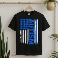 USA Autism Awareness Puzzle Flag T-Shirt thumb 2