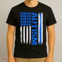 USA Autism Awareness Puzzle Flag T-Shirt thumb 3
