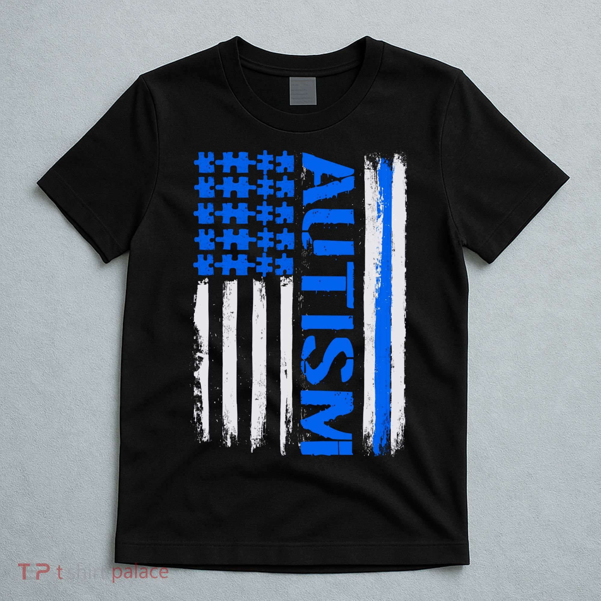 USA Autism Awareness Puzzle Flag T-Shirt