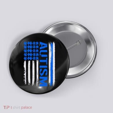 USA Autism Awareness Puzzle Flag Button