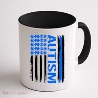 USA Autism Awareness Puzzle Flag Coffee Mug thumb 1