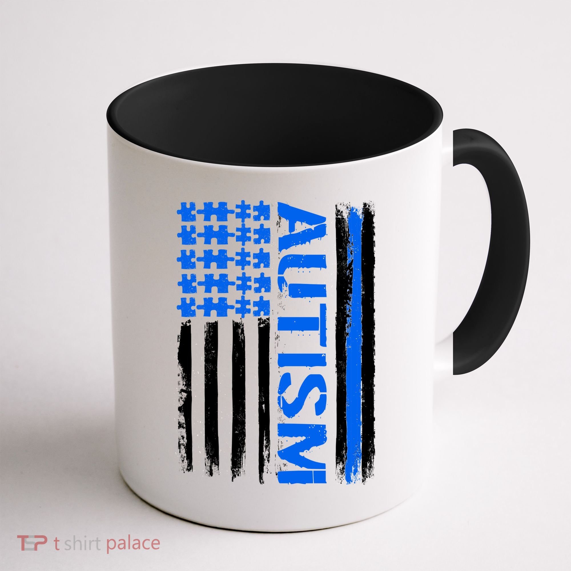 USA Autism Awareness Puzzle Flag Coffee Mug
