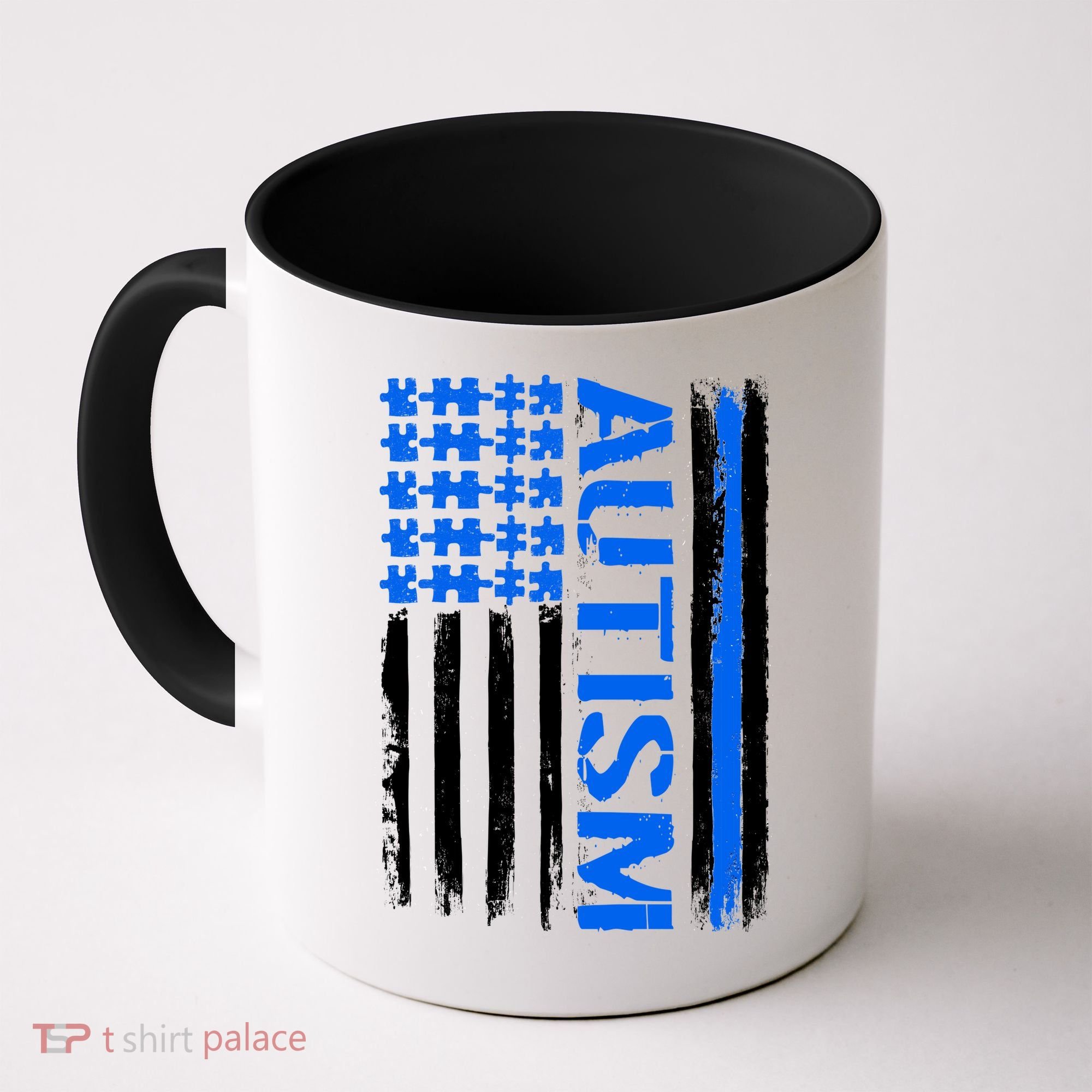 USA Autism Awareness Puzzle Flag Coffee Mug