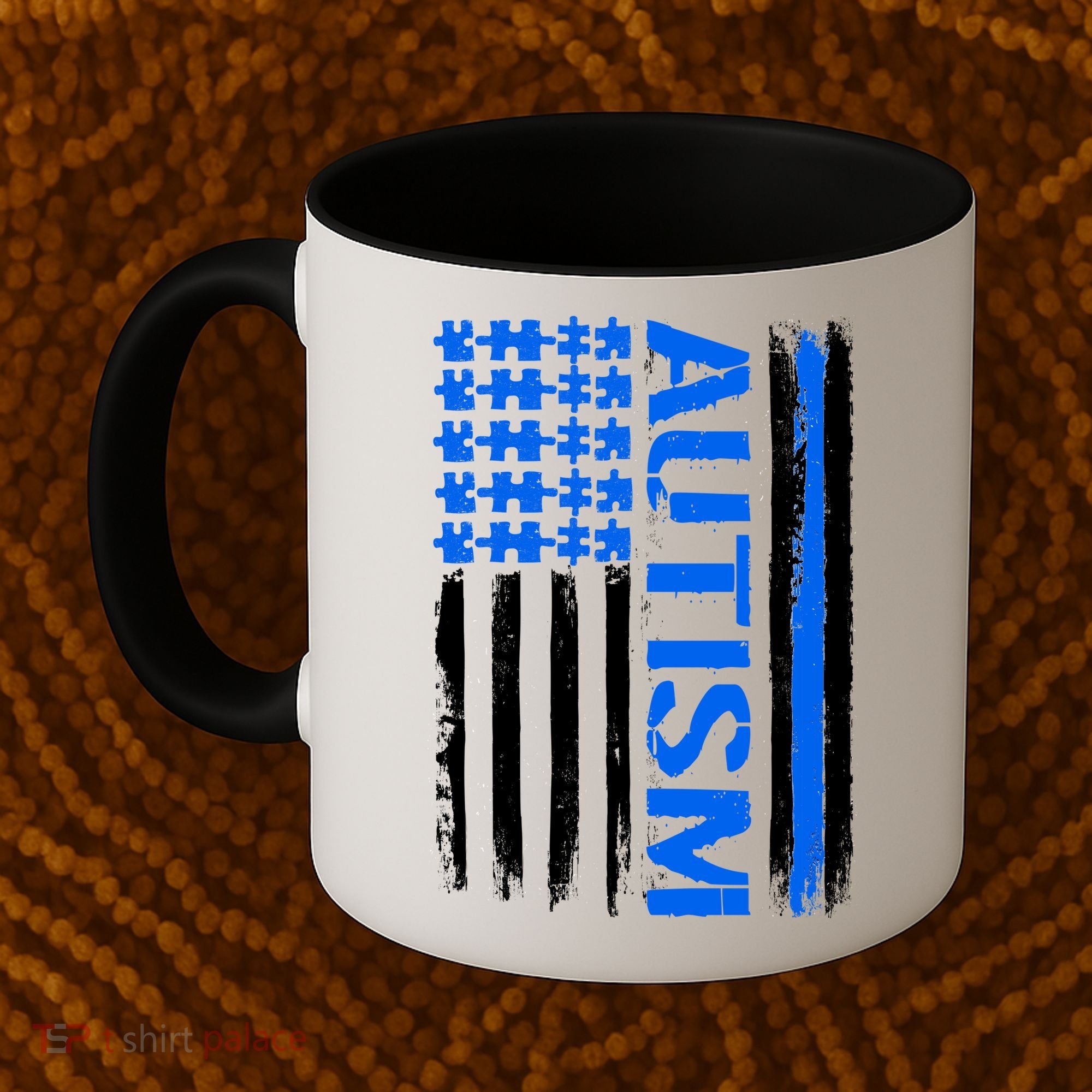 USA Autism Awareness Puzzle Flag Coffee Mug