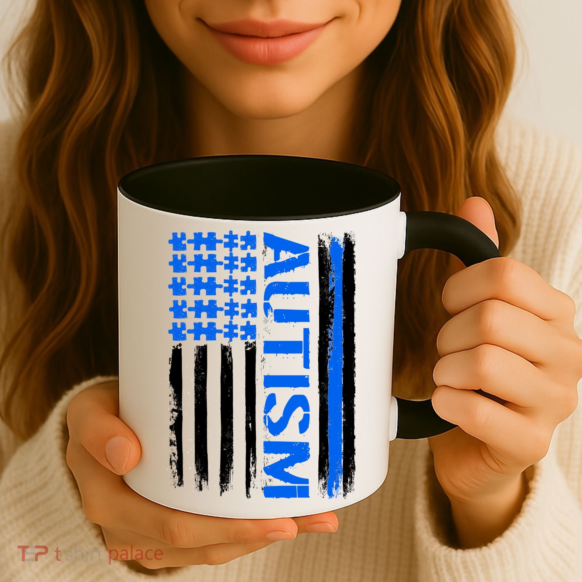 USA Autism Awareness Puzzle Flag Coffee Mug