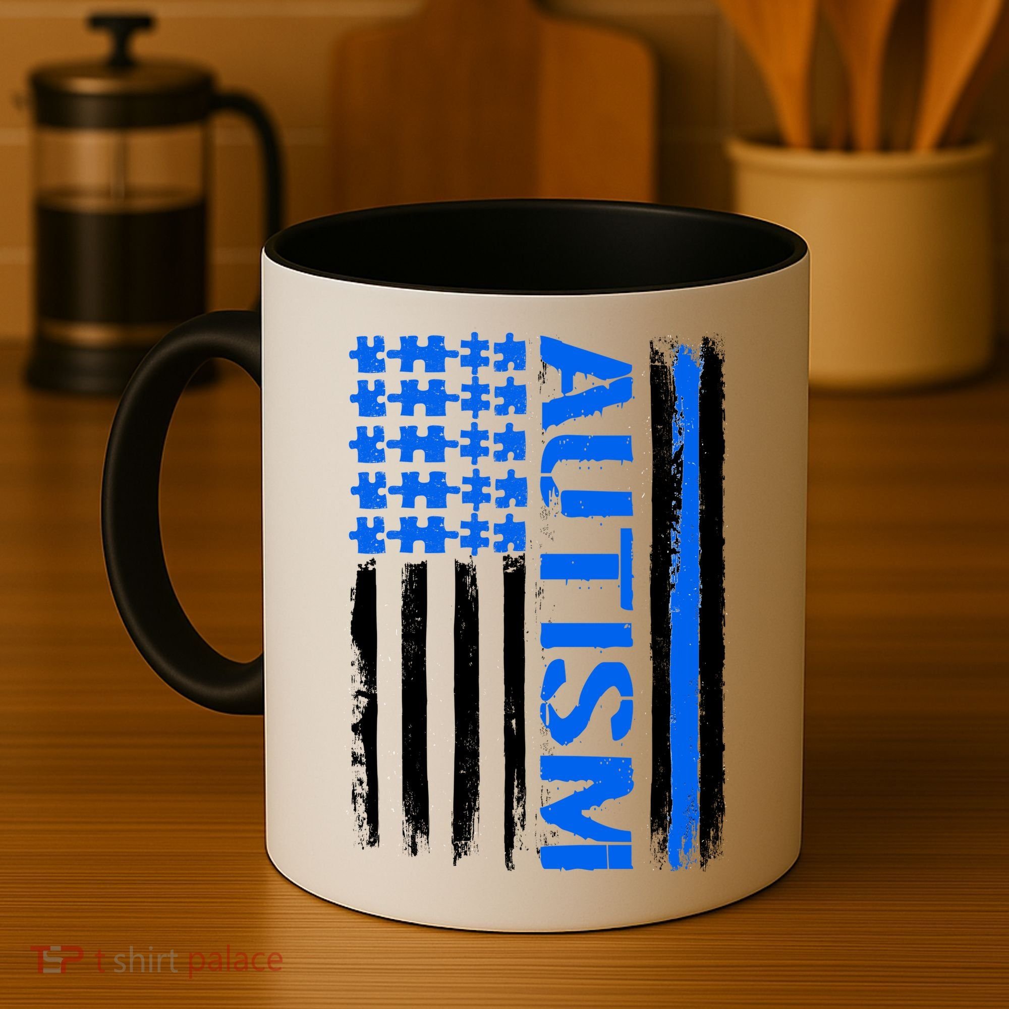 USA Autism Awareness Puzzle Flag Coffee Mug