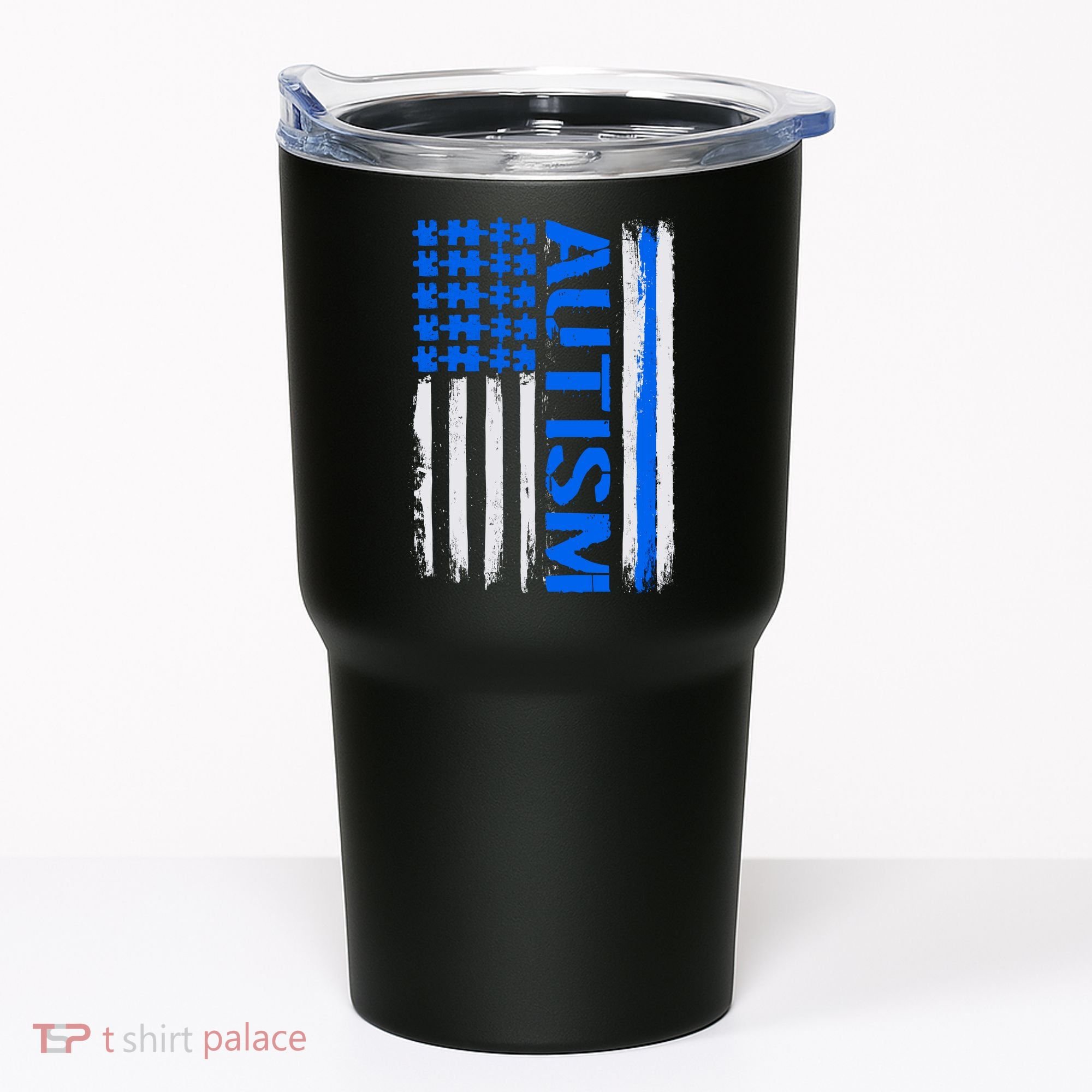 USA Autism Awareness Puzzle Flag Tumbler