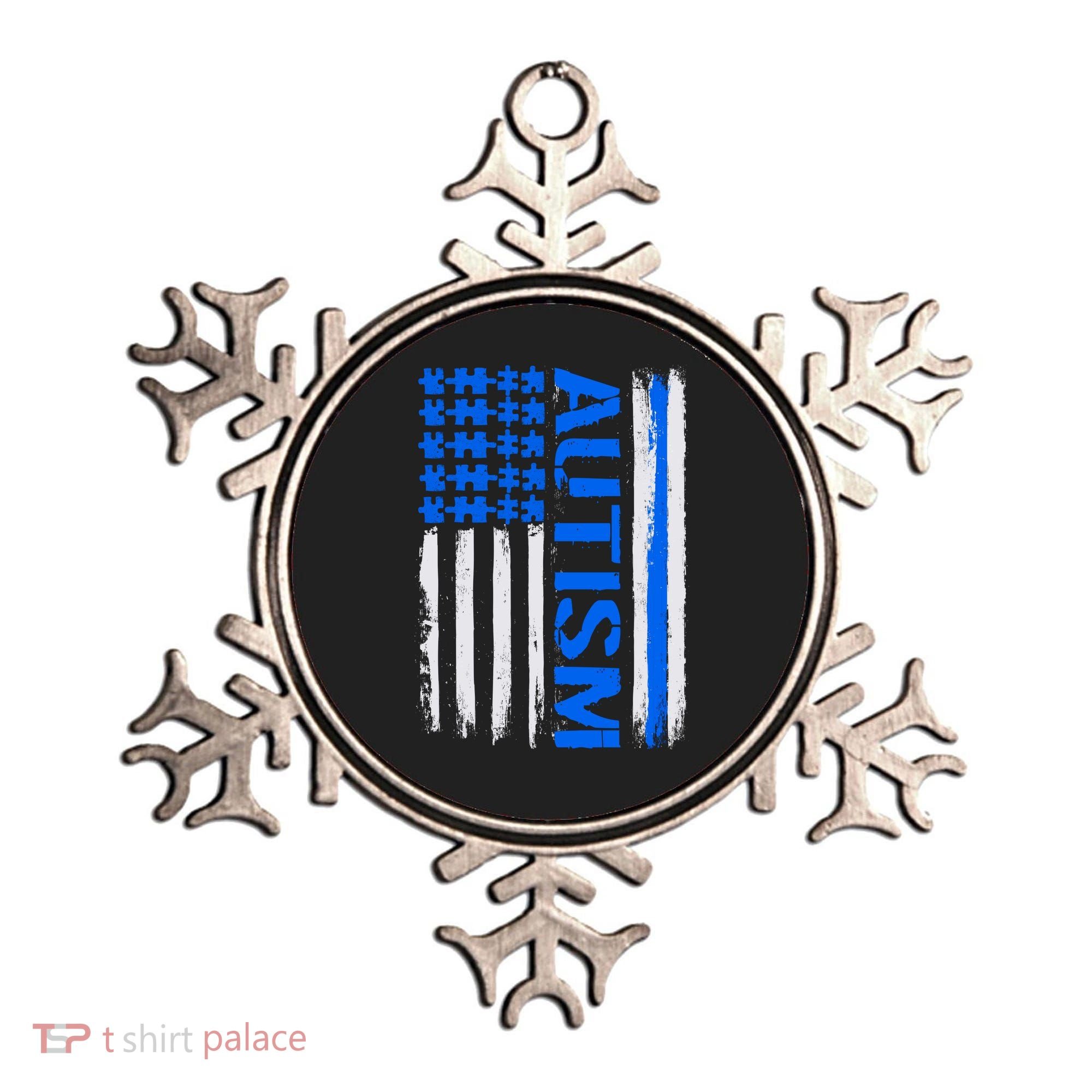 USA Autism Awareness Puzzle Flag Ornament