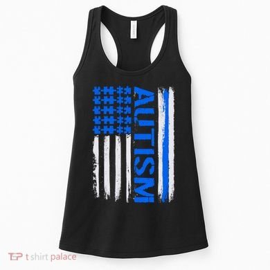 USA Autism Awareness Puzzle Flag Women's Tank Top