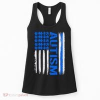 USA Autism Awareness Puzzle Flag Women's Tank Top thumb 0