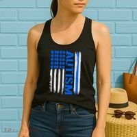 USA Autism Awareness Puzzle Flag Women's Tank Top thumb 2