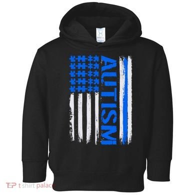 USA Autism Awareness Puzzle Flag Toddler Hoodie