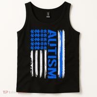 USA Autism Awareness Puzzle Flag Tank Top thumb 2