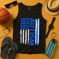 USA Autism Awareness Puzzle Flag Tank Top thumb 4