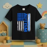 USA Autism Awareness Puzzle Flag Toddler T-Shirt thumb 3