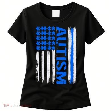 USA Autism Awareness Puzzle Flag Women's T-Shirt