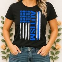 USA Autism Awareness Puzzle Flag Women's T-Shirt thumb 2