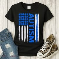 USA Autism Awareness Puzzle Flag Women's T-Shirt thumb 3