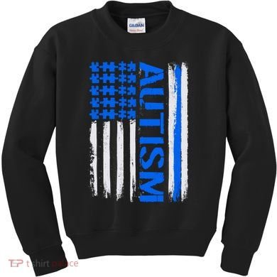 USA Autism Awareness Puzzle Flag Kids Sweatshirt
