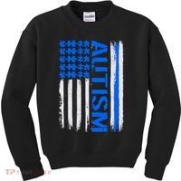 USA Autism Awareness Puzzle Flag Kids Sweatshirt thumb 0