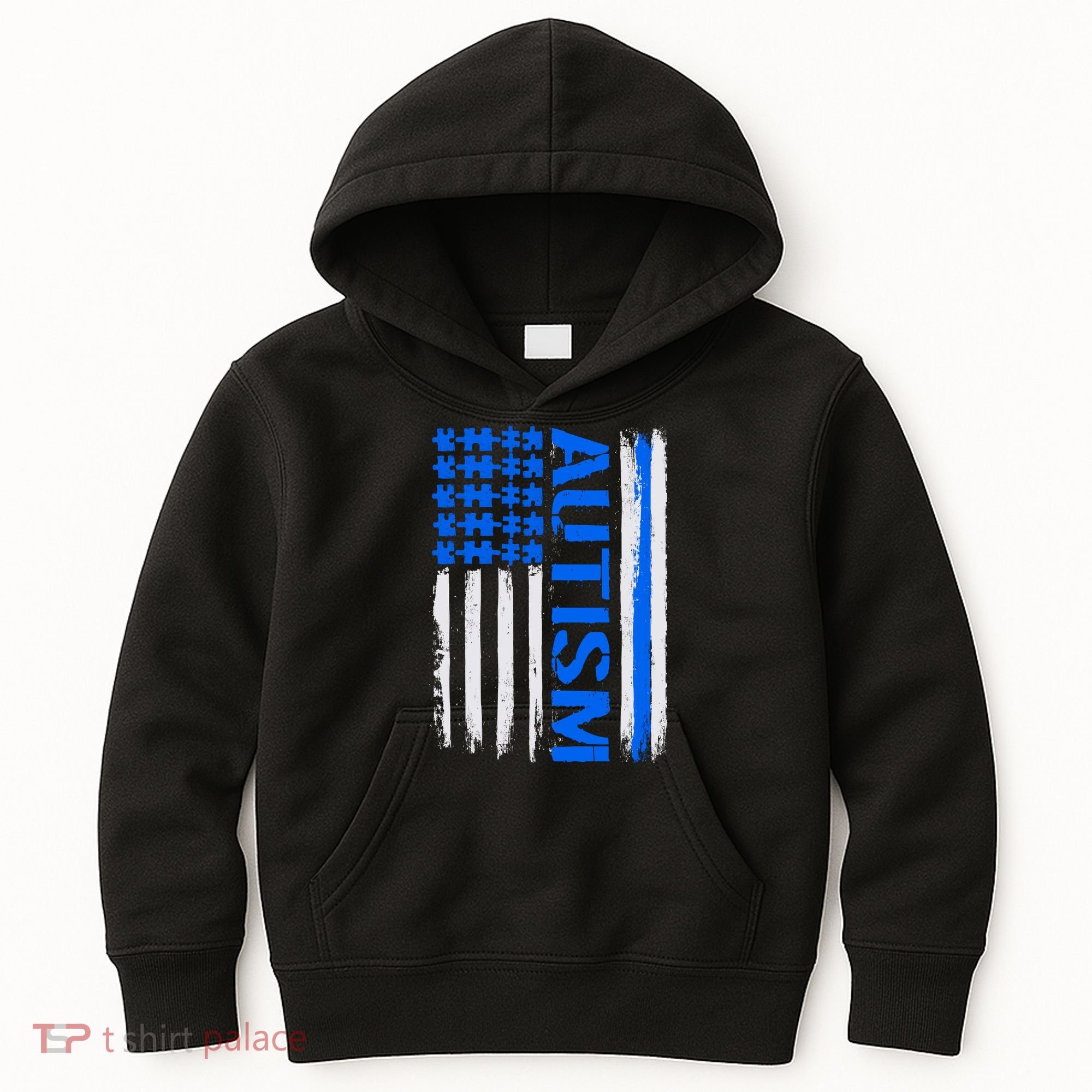USA Autism Awareness Puzzle Flag Kids Hoodie