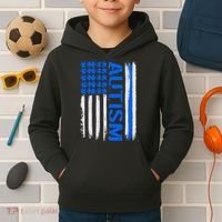USA Autism Awareness Puzzle Flag Kids Hoodie thumb 2
