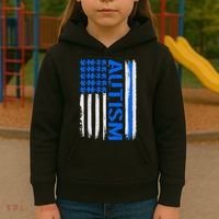 USA Autism Awareness Puzzle Flag Kids Hoodie thumb 3