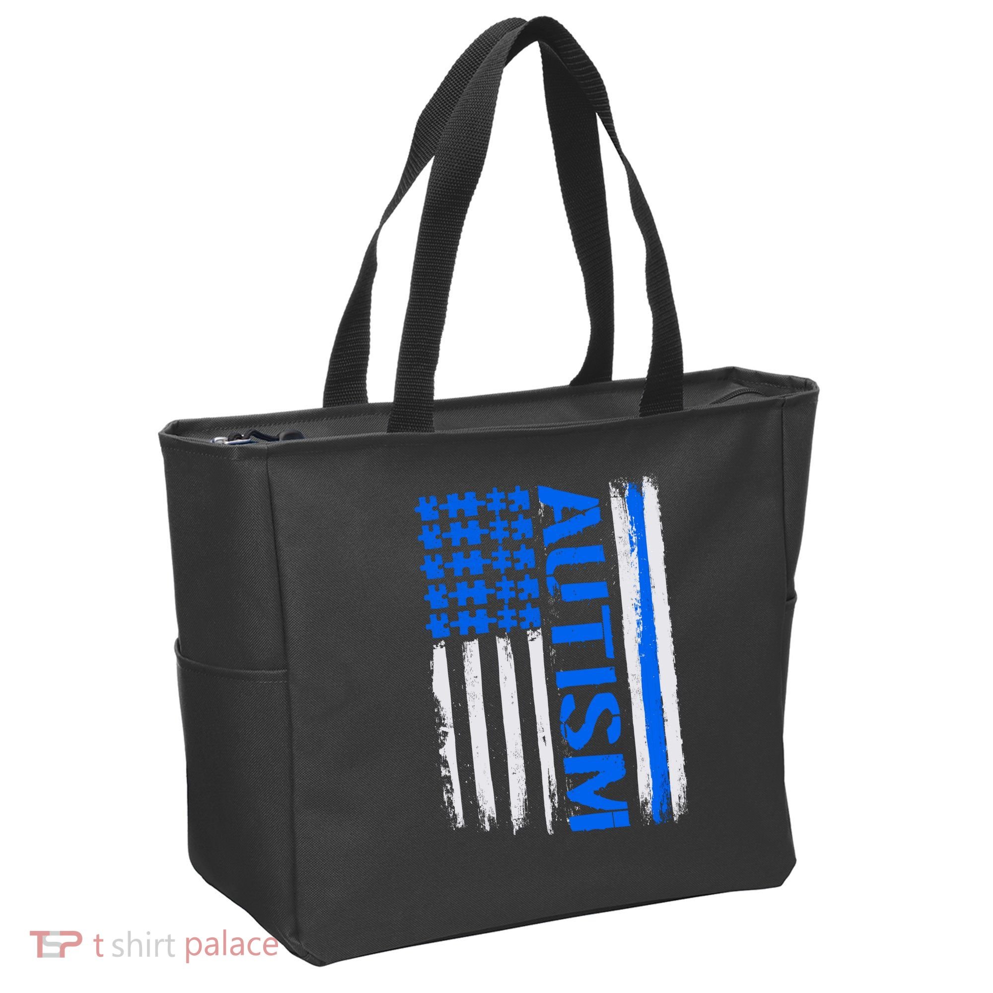 USA Autism Awareness Puzzle Flag Tote Bag