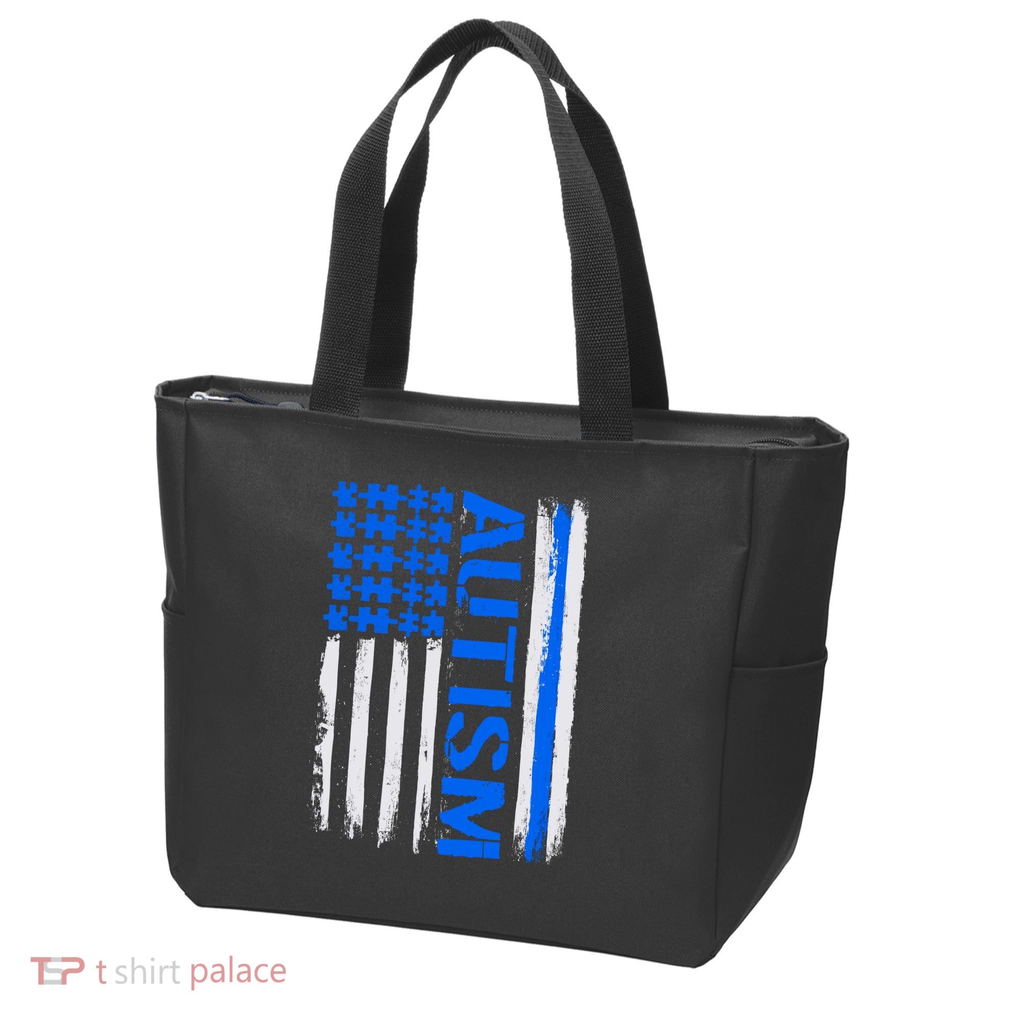 USA Autism Awareness Puzzle Flag Tote Bag