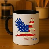 USA Bald Eagle Flag Drip 4th of July Coffee Mug thumb 4