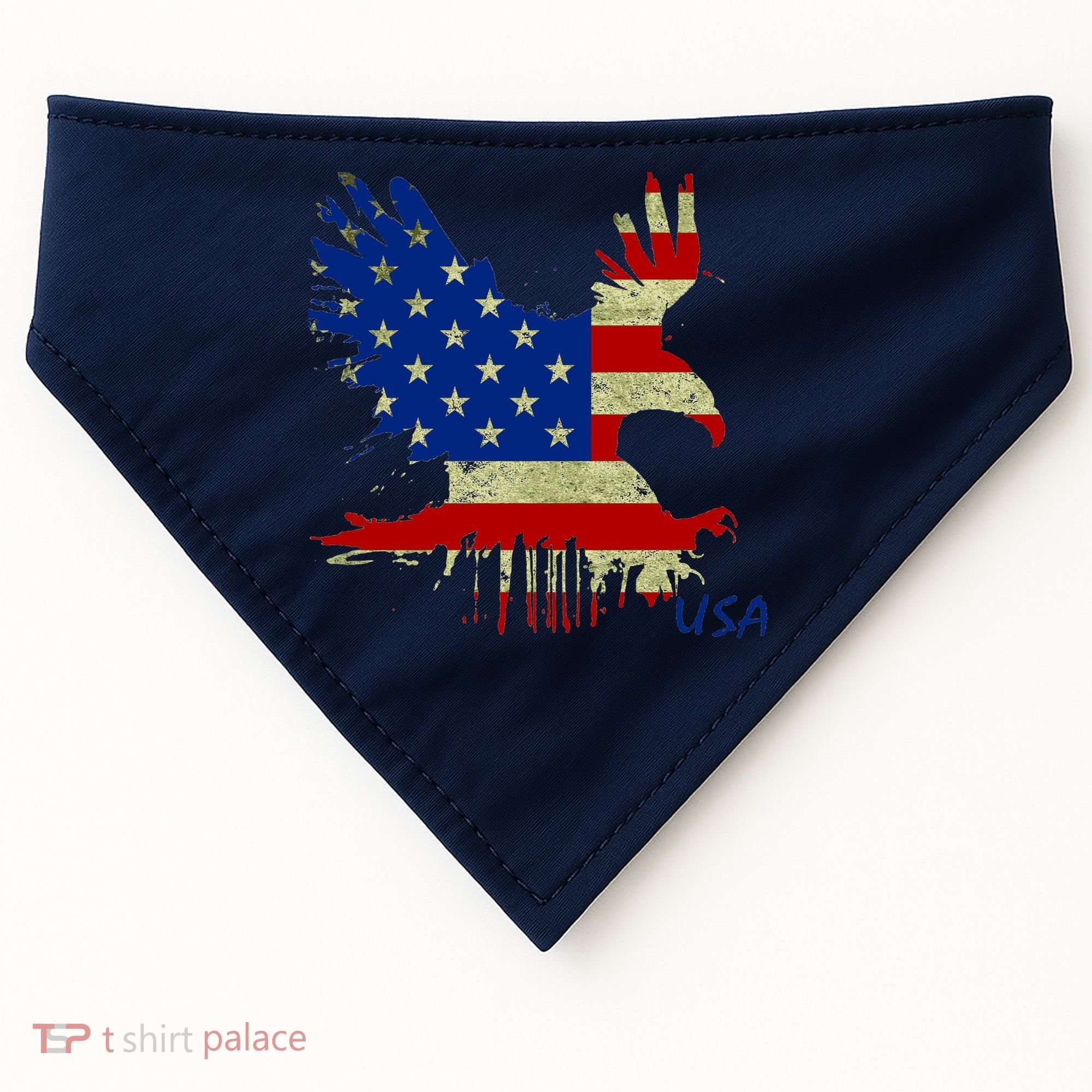 USA Bald Eagle Flag Drip 4th of July USA-Made Doggie Bandana