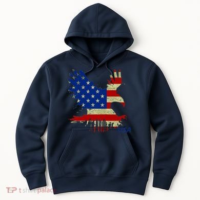 USA Bald Eagle Flag Drip 4th of July Hoodie