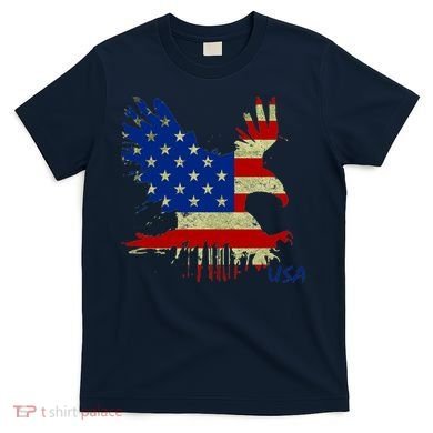 USA Bald Eagle Flag Drip 4th of July T-Shirt