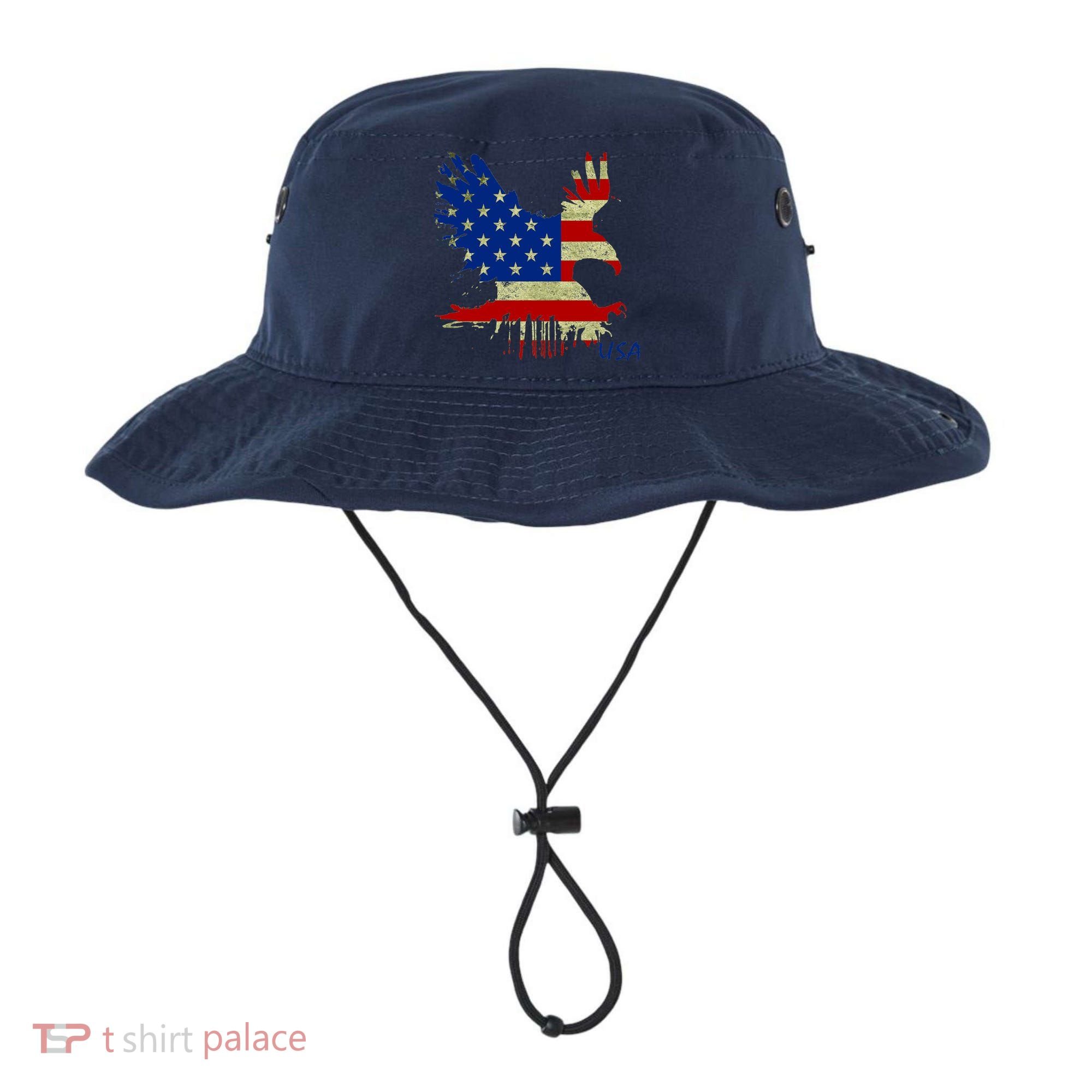 USA Bald Eagle Flag Drip 4th of July Bucket Hat