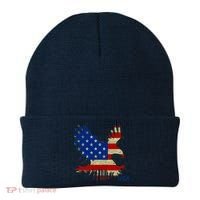USA Bald Eagle Flag Drip 4th of July Beanie thumb 0